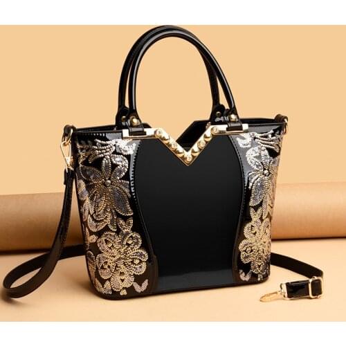 High Quality Rivet Patent Leather Women Handbags Womens Bag Fashion Shoulder Bag Designer Large Luxury Female Messenger Bag Sac