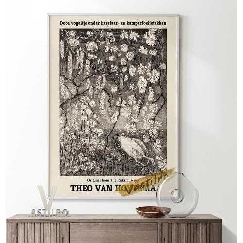 Theo Van Hoytema Exhibition Museum Art Prints Poster Dead Bird Under Hazel And Honeysuckle Branches Wall Picture Home Decor