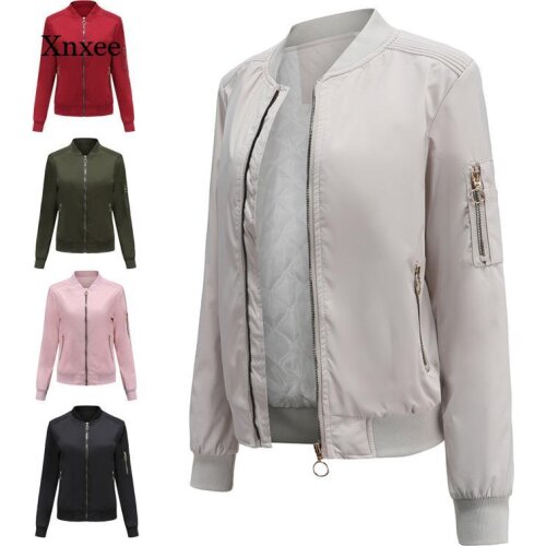 2021 Zipper British Coat Style Solid Spring Autumn Fashion New Women Solid Thin Jacket Long Sleeve Zip-Up Casual Slim Outwear