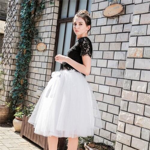 High Street Tulle Skirt Office Lady Women Nest Knee Length Waist Midi Waist Skirt Adult Bridesmaid France Italy Spain Style