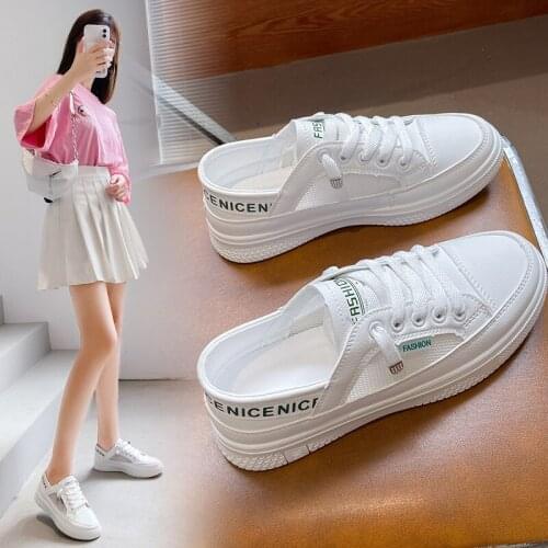 Womens White Sneakers, Casual Lace-ups Shoes with Breathable Mesh