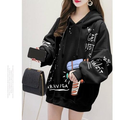 Womens Sweatshirt Hoodies New Printing Long Sleeve Thick Casual Loose Streetwear Harajuku Plus Size Female Pullovers