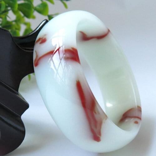 Womens Natural Genuine Gold Jade Chicken Blood Floating Flower Jade Bracelet And Tian Yuchun Natural Gold Color Jade Bracelet