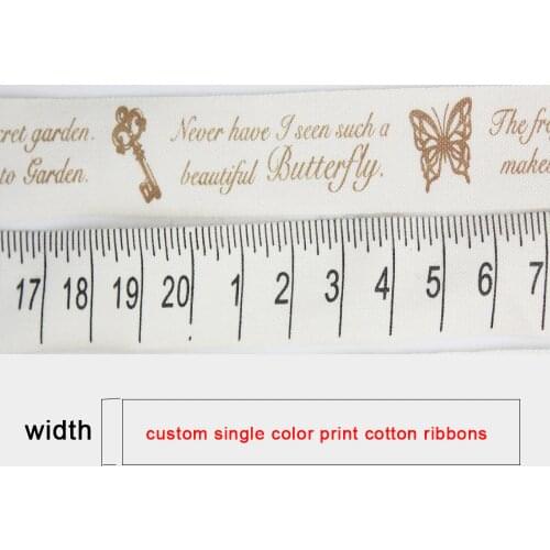 1.5-2cm single color printing 100% cotton fabric webbing custom patterns custom Logo printed cotton ribbon 100 yards