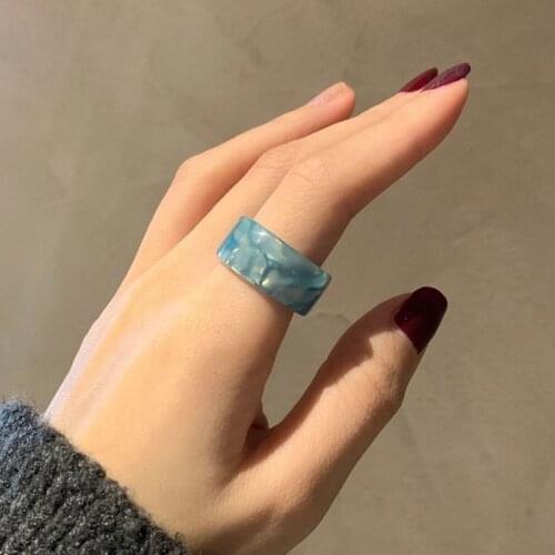 1PCS Wide Open Ring Plastic Adjustable Knuckle Ring Finger Ring for Women Girls Resin Ring Band Jewelry Accessories