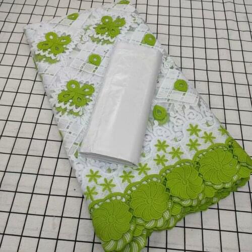 2.5+2.5yards African Lace Fabric Latest Nigerian Swiss Lace Fabric High Quality Bazin Riche Fabric Cotton Embroidery Guinea Lace