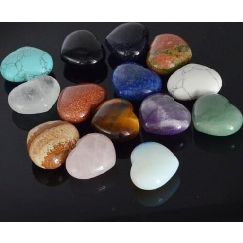 Assorted Tiger eye Quartz Fluorite Heart Shape Lapis Healing Crystal Chakra Natural Stone Carved Reiki 1PCS