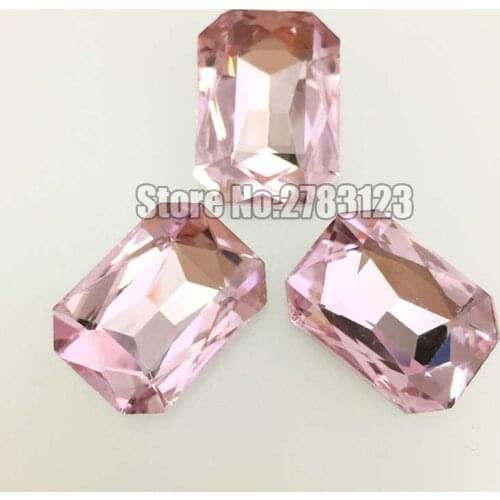 Free shipping model complete Pink Rectangle octagon shape Super flash crystal glass pointback loose rhinestones SWCP010