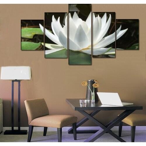 Unframed 5 Pcs 3d view ornaments Picture a lotus blooms in a Maryland Print oil Painting on Canvas for Home Decoration Artwork