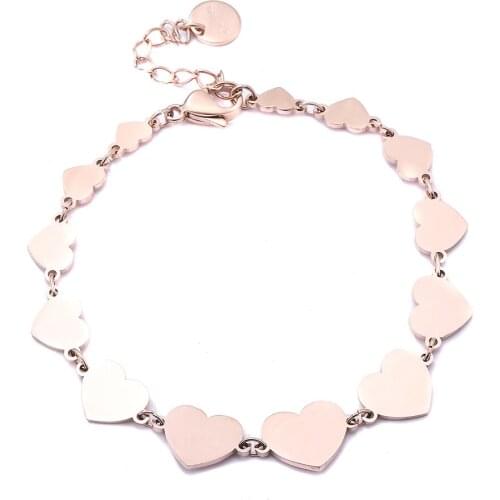 Stainless Steel Bracelet Boho Heart Charm Womens Bracelet Rose Gold Silver Plated Statement Jewelry Lover Valentines Gift