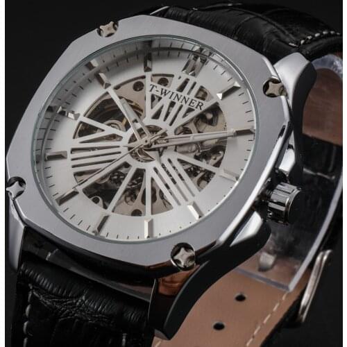 WINNER brand watches men mechanical skeleton wrist watches fashion casual automatic wind watch gold steel band relogio masculino