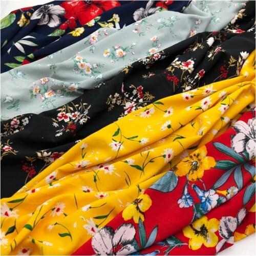 Four-sided Elastic Chiffon Fabric Opaque Floral Printed Fabrics for Dress Shirt Sewing Flower By The Meter Summer 300cmX150cm