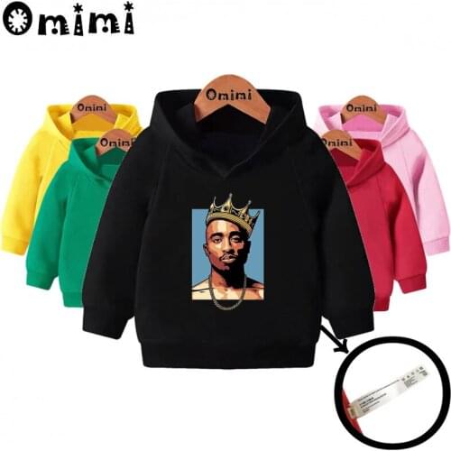 Kids Tupac 2pac Hip Hop Swag Print Sweatshirts Children Hooded Hoodies Baby Pullover Tops Toddler Girls Boys Clothes,KMT287