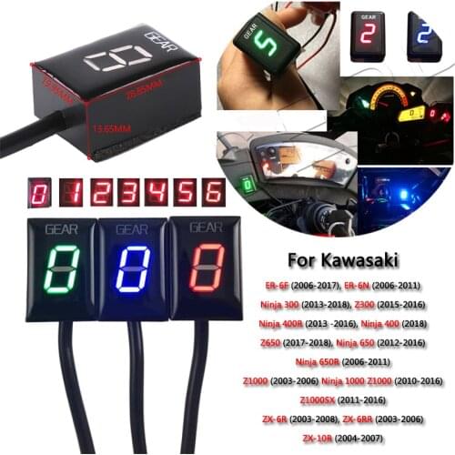 For Kawasaki 6 Speed LED Gear Digital Display Indicator Motorcycle Plastic Light Direct Plug-in Red/Blue/Green Z1000 ZX10R Z300
