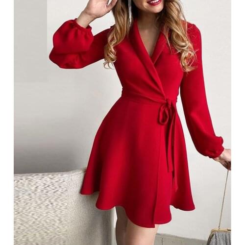 Robe irrégulière élégante en Patchwork, imprimée, à la mode, col rabattu, tenue de soirée décontractée, manches longues, pour le