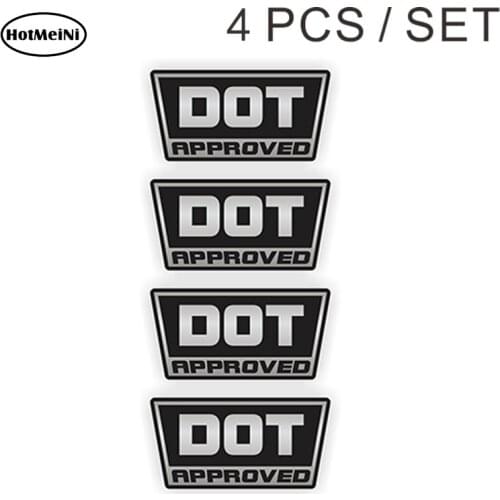 HotMeiNi 4 Pcs DOT Approved Motorcycle Bike Helmet Stickers Decals Labels D.O.T. 3D Styling Decorate