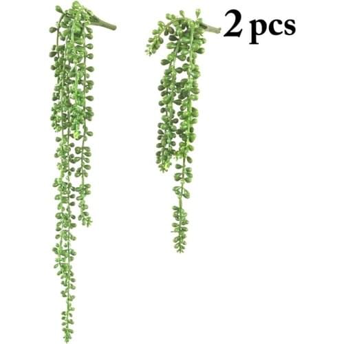 2PCS Artificial Succulent Vine DIY Faux Succulent Plant Green Realistic Hanging Vine For Home Wedding Decoration Indoor