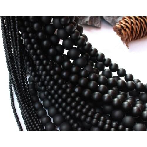 DIY Multi-size optional 4/6/8/10/12/14mm Black Dull Polish Matte Onyx Round Natural Stone Beads Spacer Beads For Jewelry Making