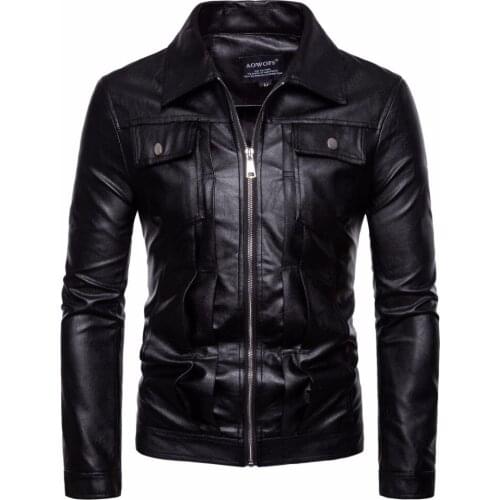 Newest Spring Autumn Leather Jackets Coats Men Punk Motorcycle Biker Leather Jacket Outwear Male Black Jackets Coats Man