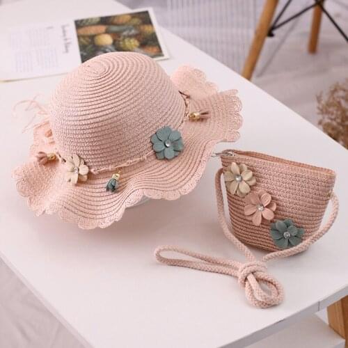Summer Breathable Hats Lovely Kids 2-10Y Straw Hat Baby Girls Toddler Children Kids Beach Capsunscreen Bow Seaside Holiday Hat