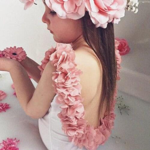 2019 Hot Kids Baby Girls Swimsuit Floral Sleeve Backless Kawayi Casual Swimwear Summer Beachwear Outfits White Black