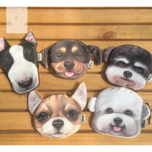M102 Cute Cartoon Pets Akita dog Siberian Husky Personality Plush Coin Purse Wallet Girl Women Student Gift Wholesale
