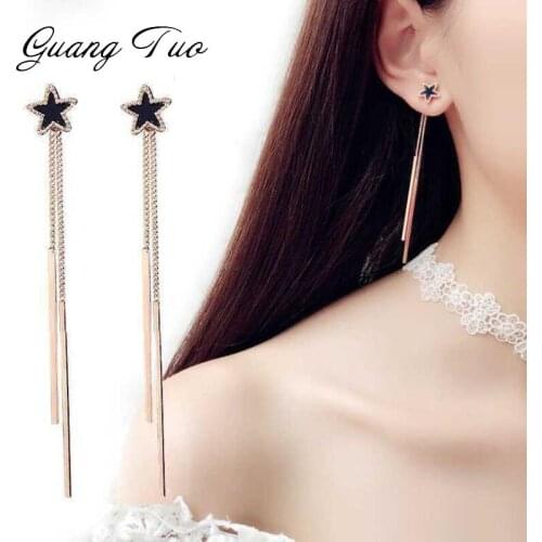 New Fashion Earrings European Temperament Long Five-pointed Star Tassel Simple Earrings For Women Bridal Wedding Jewelry