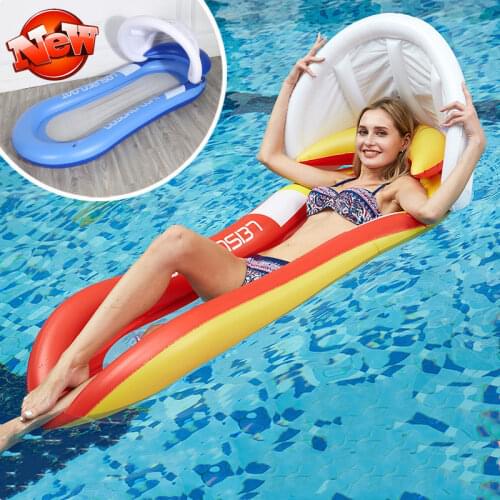 Single Inflatable Floating Row Chair Lounge Pool Floats Beach Air Mattress for Swimming Water Sports Floating Sleeping Bed Chair