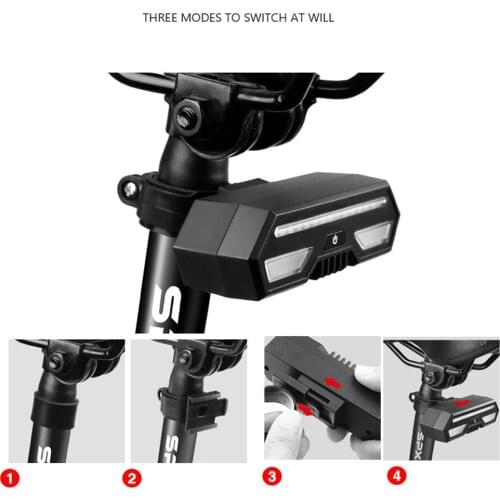 Rechargeable Bike Tail Light LED - Remote Control, Light Turn Signals Lights