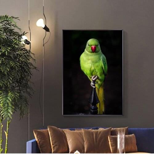 Canvas Print Posters Green Parrot Animal Picture HD Living Room Wall Art Classical Bird Home Decor Animal Poster Canvas Painting
