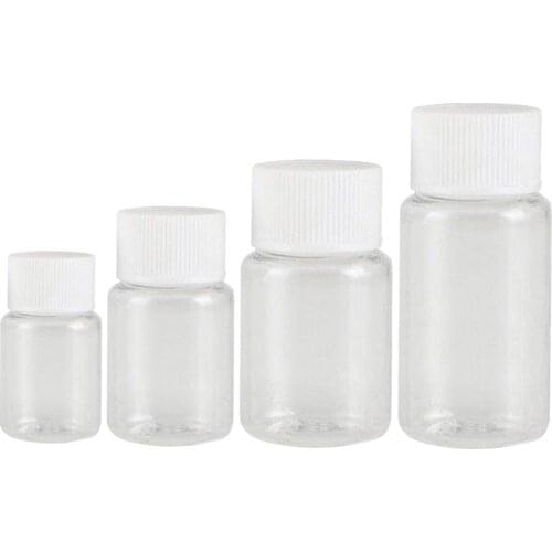 20Pcs 15ml 20ml 30ml 50ml Transparent Plastic PET Refillable Seal Bottles Vials Reagent store Container Plastic Screw cap