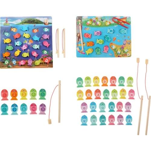Fishing Magnet Fishing Poles & Fish Number Motor Skill Board Game Early Learning