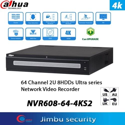 Dahua NVR H.265 64ch 4K Video Recorder NVR608-64-4KS2 Up to 12MP Resolution for Preview and Playback Smart Tracking