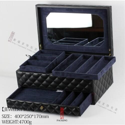 Brand Real Leather Jewelry Box And jewellery Packaging Box For wedding Or Birthday Made with Crown Leather Storage Box