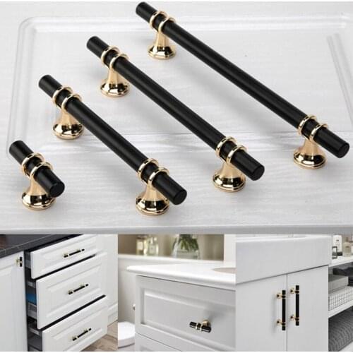 Modern Simple Handle Cabinet Door Drawer Shoe Cabinet Knobs Furniture Hardware Black Gold Kitchen Wardrobe Handle Cupboard Pulls
