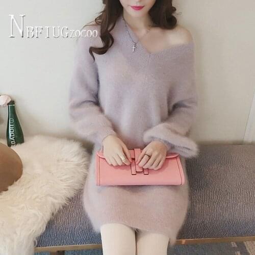 Womens Sweaters Kawaii V Neck Warm Thick Solid Pullover Female Harajuku Clothing For Women Lady