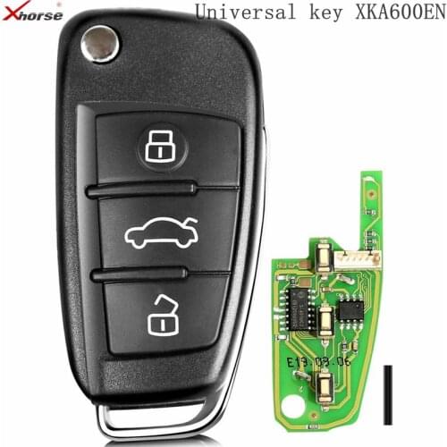 10pcs Xhorse Universal XKA600EN Wire Remote Key 3 Buttons For Audi A6L Q7 Type Remote Key Shell Chip For VVDI2