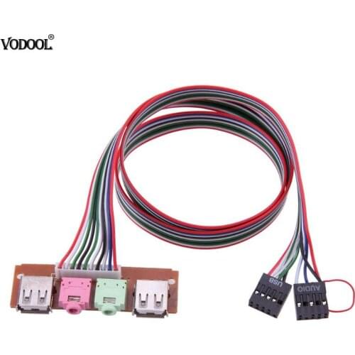 PC Computer Case Front Panel With 2 USB Ports and 2 Audio Jacks With Cable USB Audio Port Mic Earphone Cable