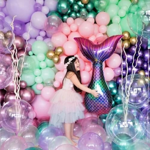 Mermaid Tail Foil Balloon Metallic Air Globos Transparent Balloons Little Mermaid Party Decorations Kids Girls Birthday Supplies