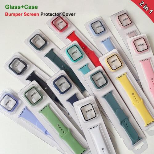 360 Full Cover Bracelet Screen Protector Bumper For Apple Watch Band 3 4 5 6 SE Case iWatch series 38 40 42 44 MM Tempered glass