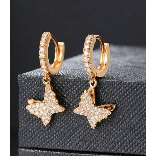 Butterfly Earrings For Women Rock Punk Gold Hoop Dangle Clip On Earrings Fashion Hip Hop Jewelry Earings Gift Accessories OHE020