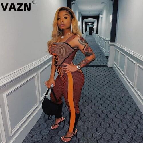 VAZN 2020 New Arrival Joker Soft Sexy Young Elastic Mini Tank Sleeve Top High Waist Long Pants Skinny Women 2 Piece Set