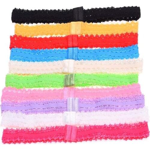 10Pc Newborn Baby Lace Headbands Girls Hairbands Elastic Head Bands Random Color