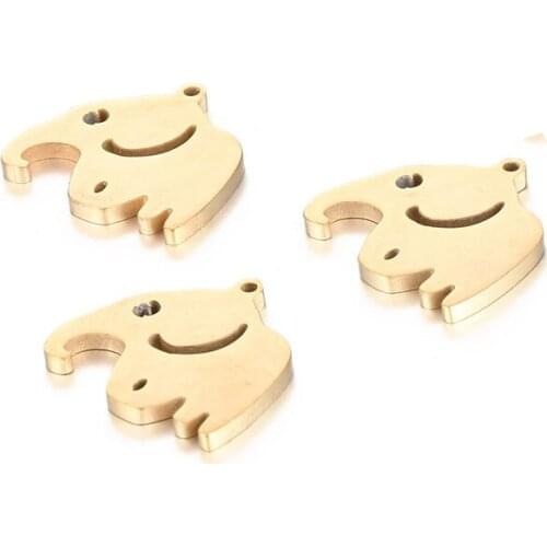 17*16mm Stainless Steel Cute Elephant Charm Gold Color Findings for Necklace Bracelet DIY Jewlery Making 20pcs