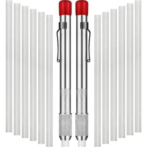 2 Pcs Soapstone Holders Round Soapstone Marker Soapstone Pen with 12 Pcs Refills for Welding Tools and Markers Removable