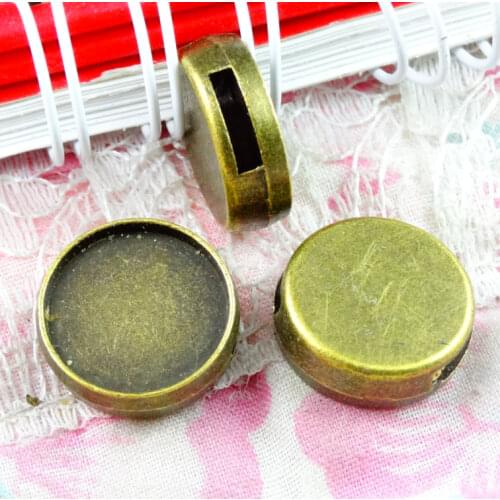 20pcs 14mm Inner Size Antique Bronze Plated Hole beads Style Base Setting Charms Tray Pendant