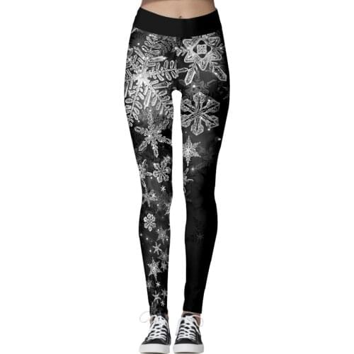 2019 New Christmas 3d Printing High Waist Workout Leggings Slim Skinny Fitness Legging Black Snow Print Legging Jegging