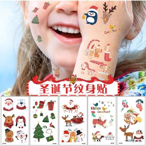 30pcs Christmas Temporary Tattoo Sticker Santa Claus Fake Tattoo Body Waterproof Stickers Costume Accessories For Kids Children