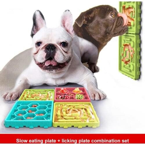 4pcs/set Pet Slow Food Bowl Dog Basin Puppy Dog Eating Bowl Large Golden Retriever Large Dog Anti Choking Food Bowl Pet Supplies