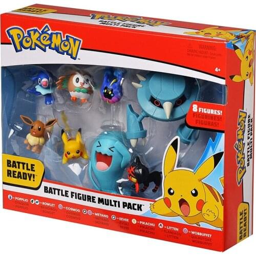 8pcs/set Pokemon Pikachu figures Popplio Rowlet Cosmog Metang Eevee Litten Wobbuffet Pika Action Figure Toys for Children